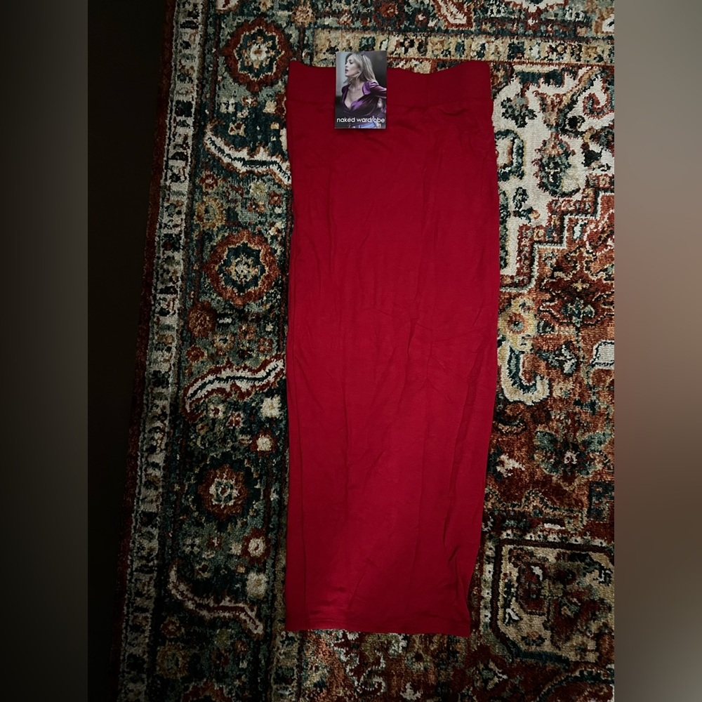 Naked Wardrobe Red Midi Skirt Size Small